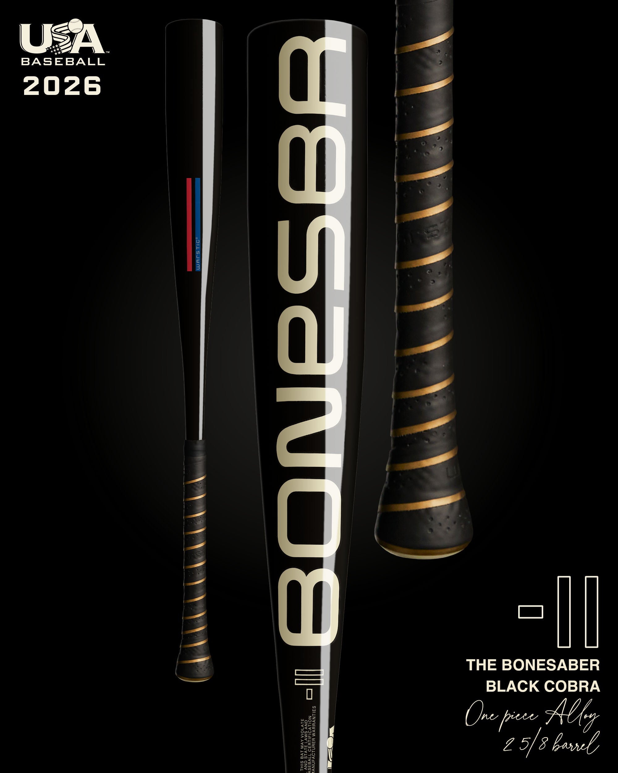 2026 BONESABER BLACK COBRA EDITION USA METAL BASEBALL BAT -11