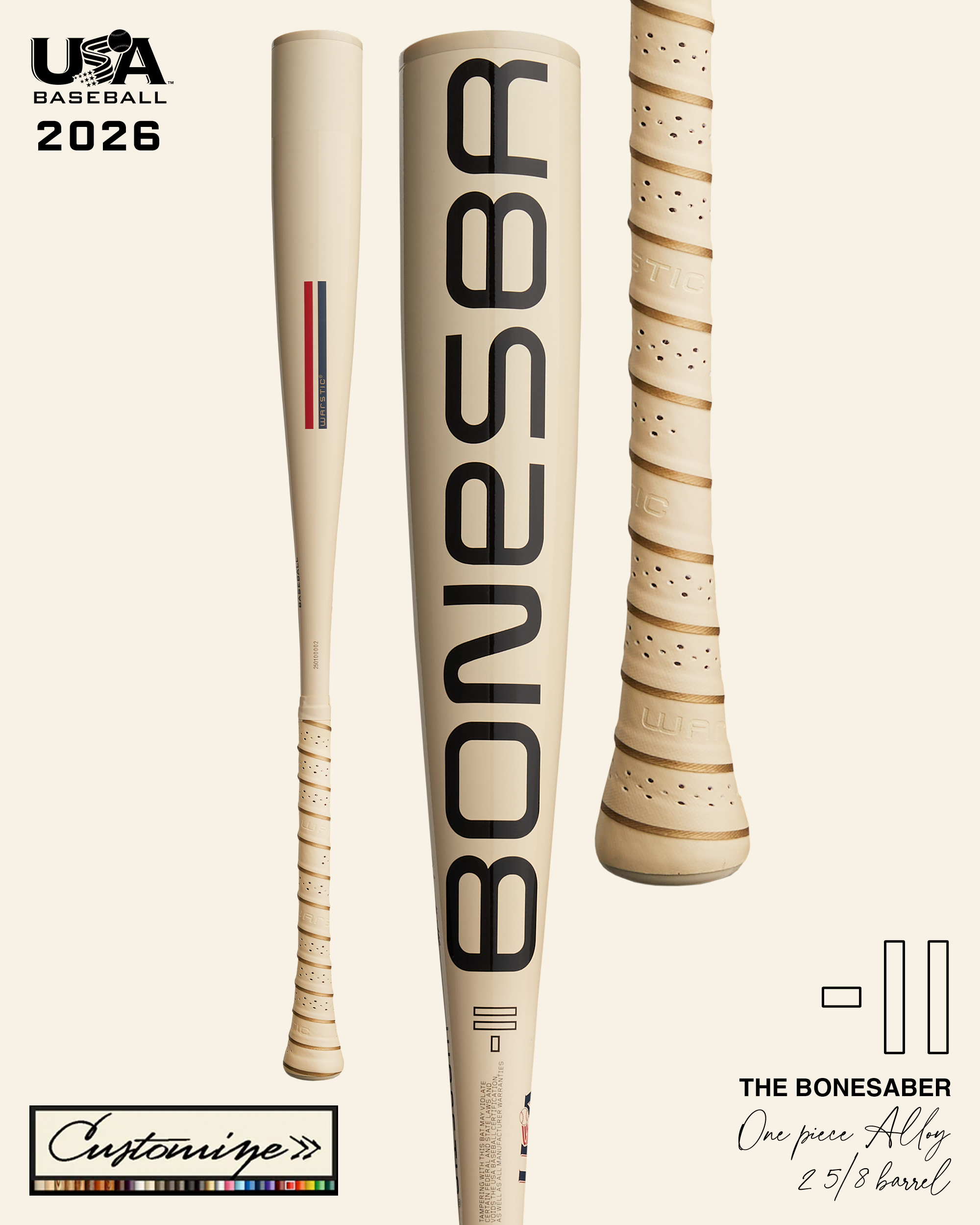 2026 CUSTOM BONESABER USA METAL BASEBALL BAT -11