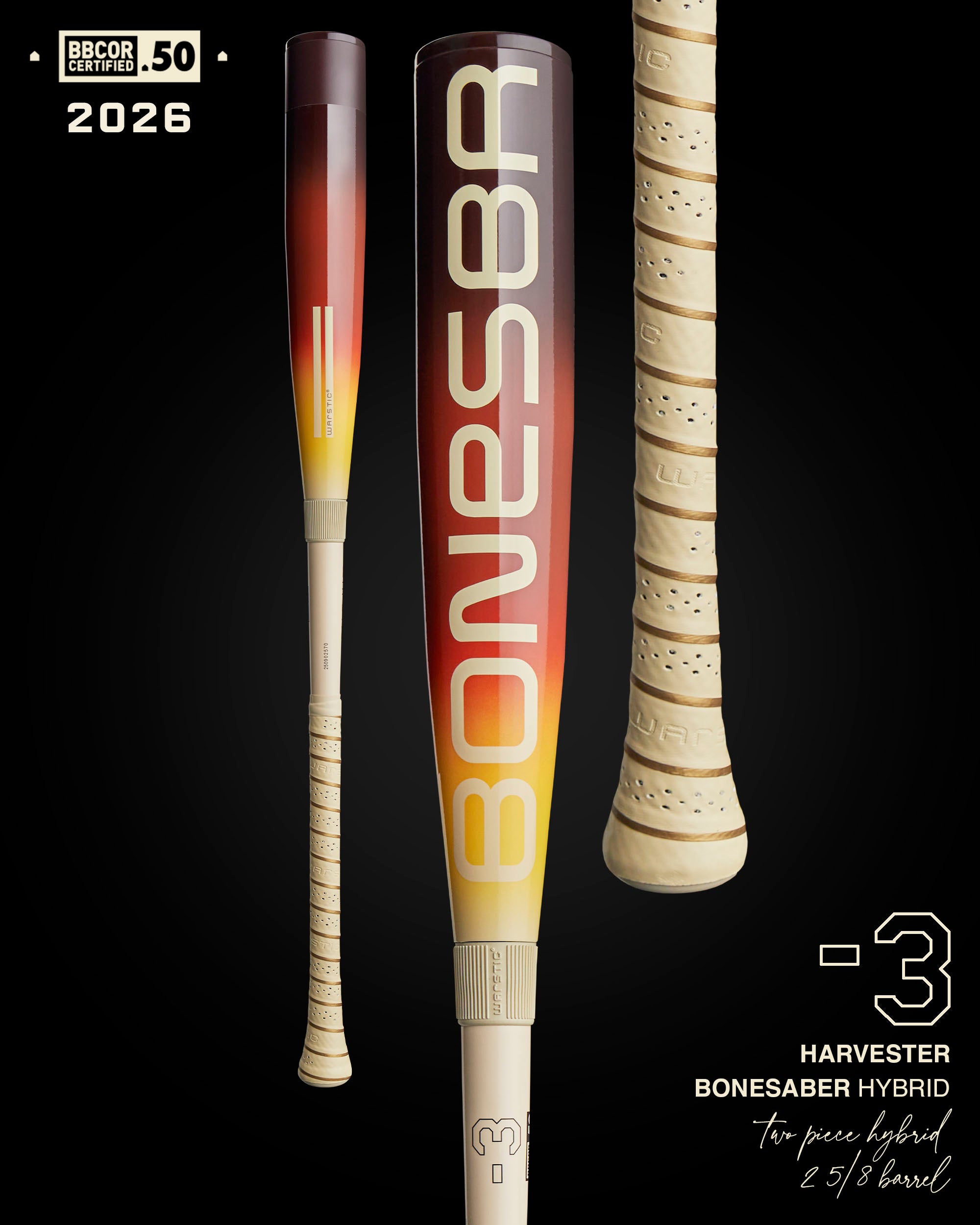 2026 BONESABER HYBRID HARVESTER LIMITED EDITION BBCOR METAL BASEBALL BAT