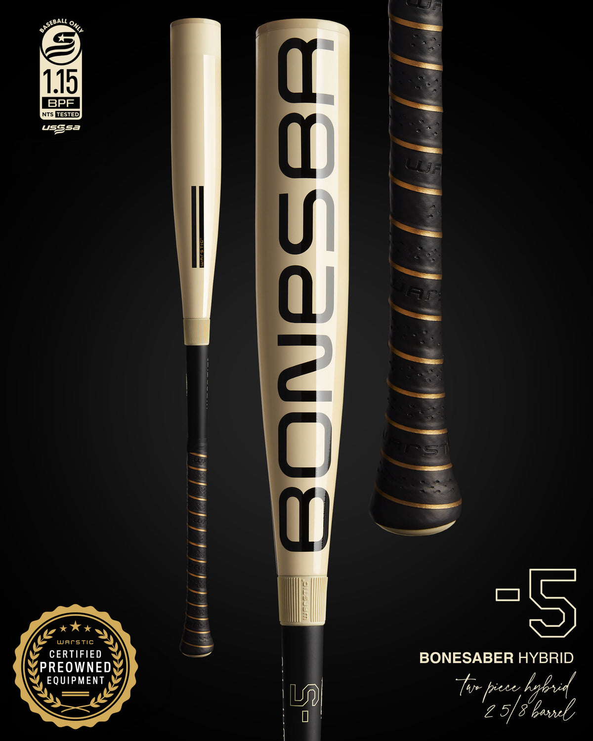 PREOWNED BONESABER™ HYBRID USSSA METAL BASEBALL BAT -5
