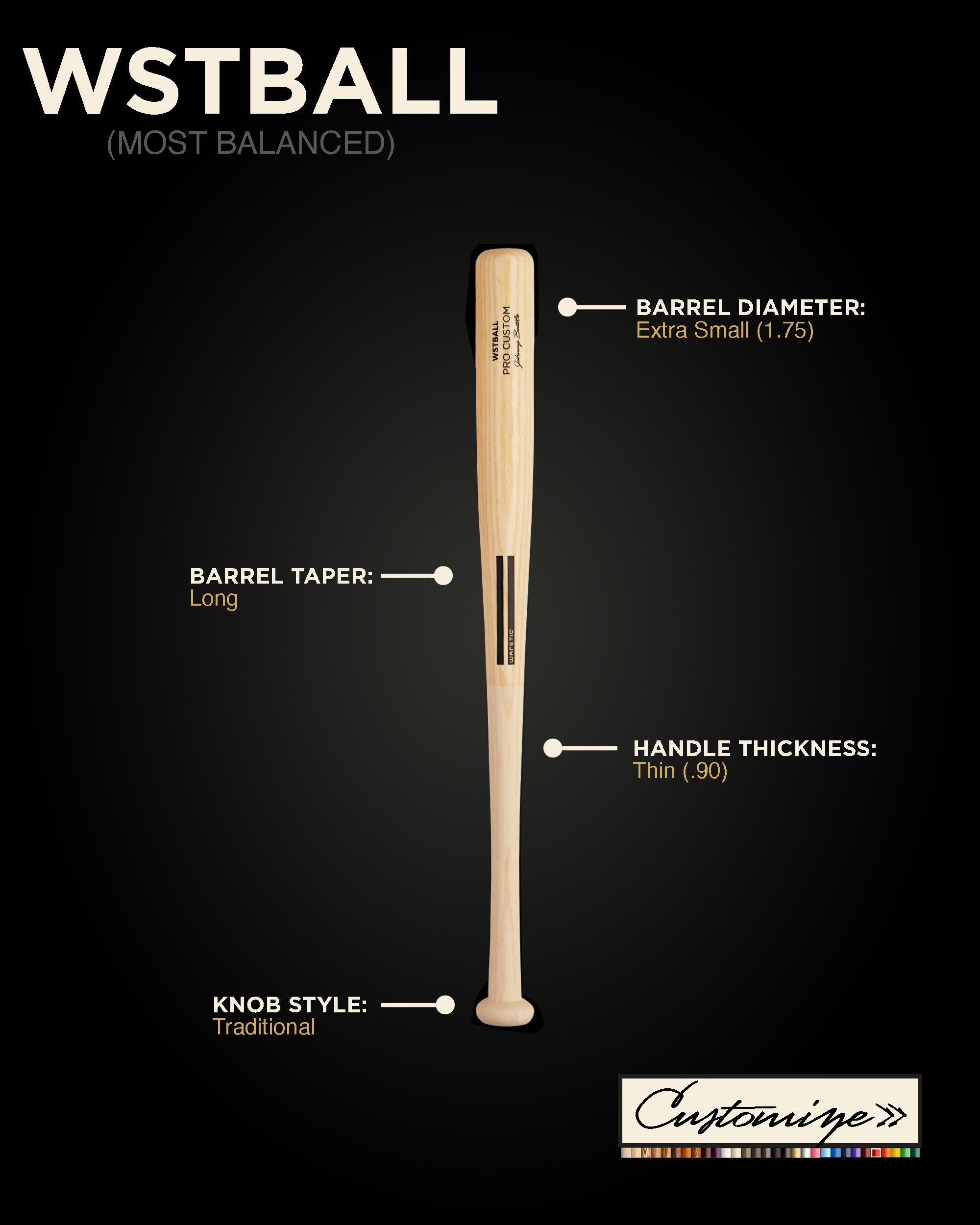 WSTBALL CUSTOM WOOD TBALL BAT