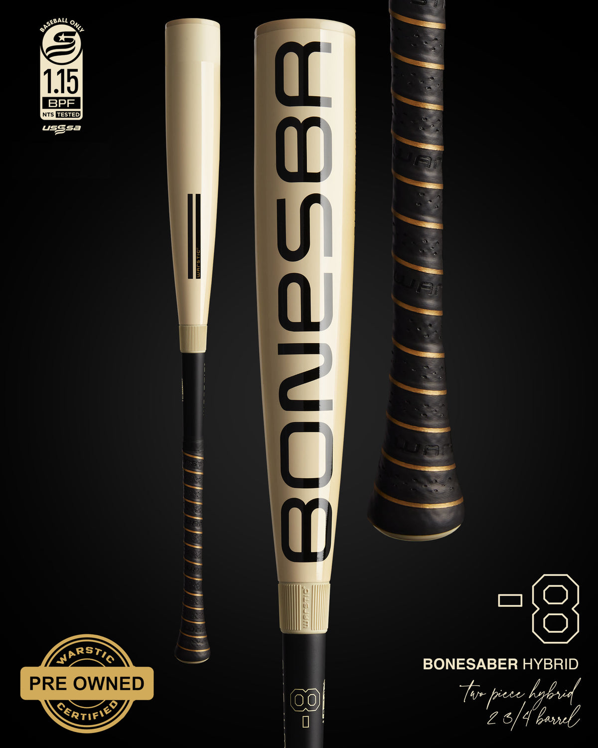 PREOWNED BONESABER™ HYBRID USSSA METAL BASEBALL BAT -8