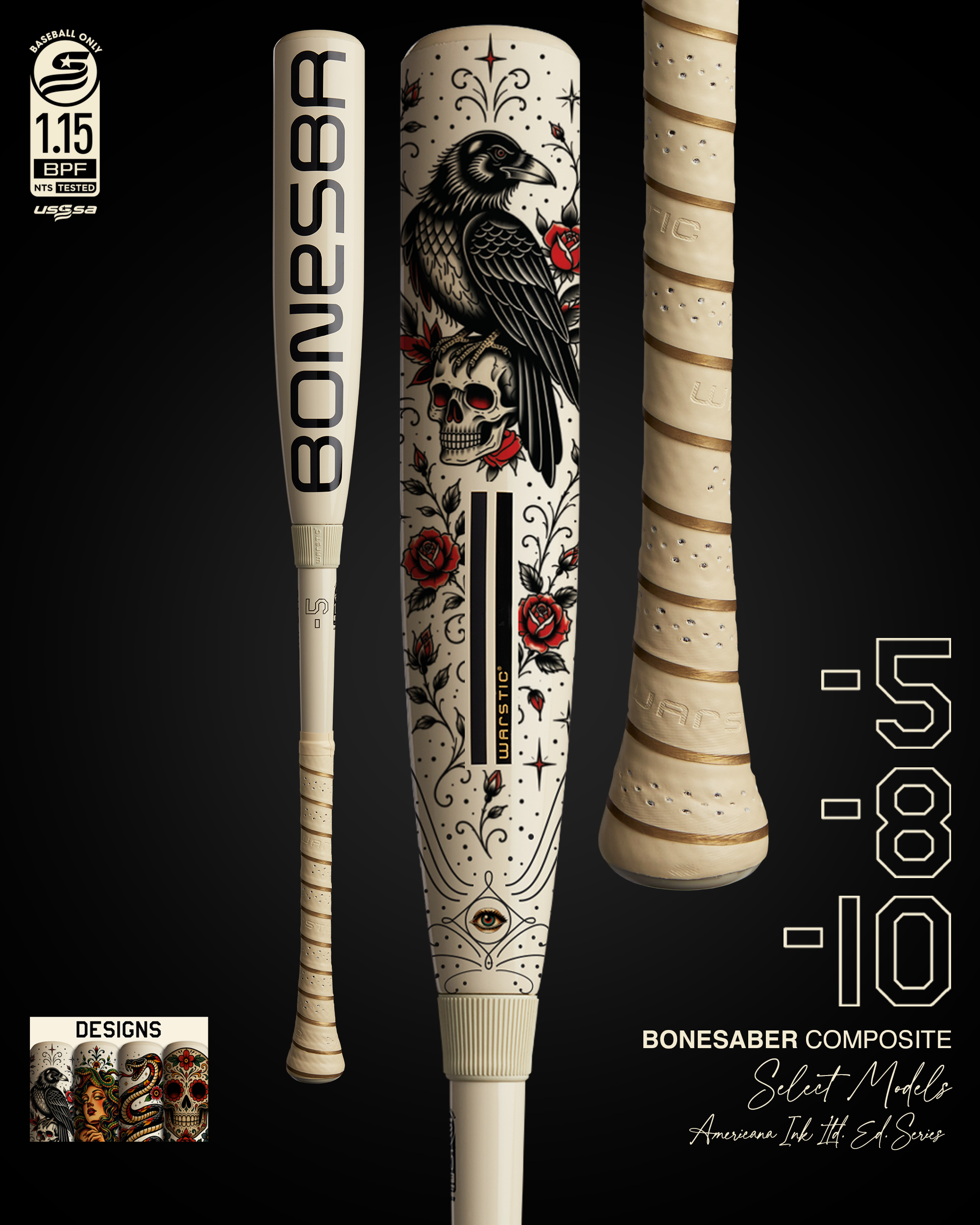 2026 BONESABER COMPOSITE "AMERICANA INK" LIMITED EDITION USSSA BASEBALL BAT