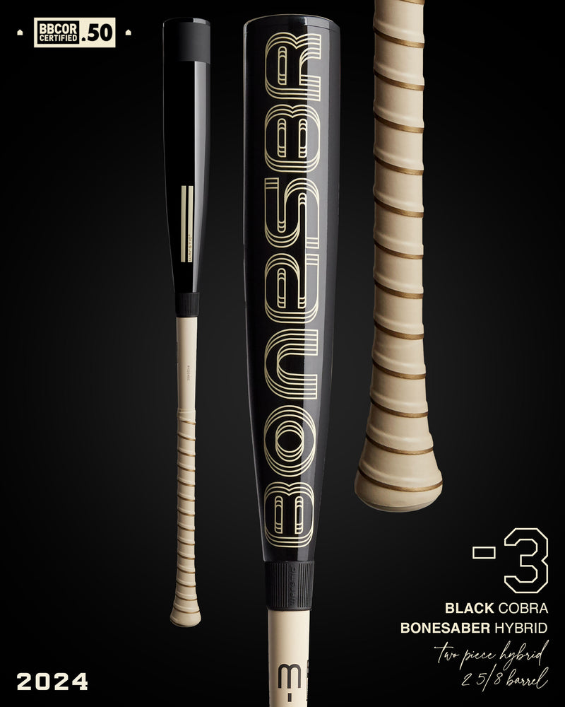 2024 BONESABER HYBRID BLACK COBRA EDITION BBCOR METAL BASEBALL BAT