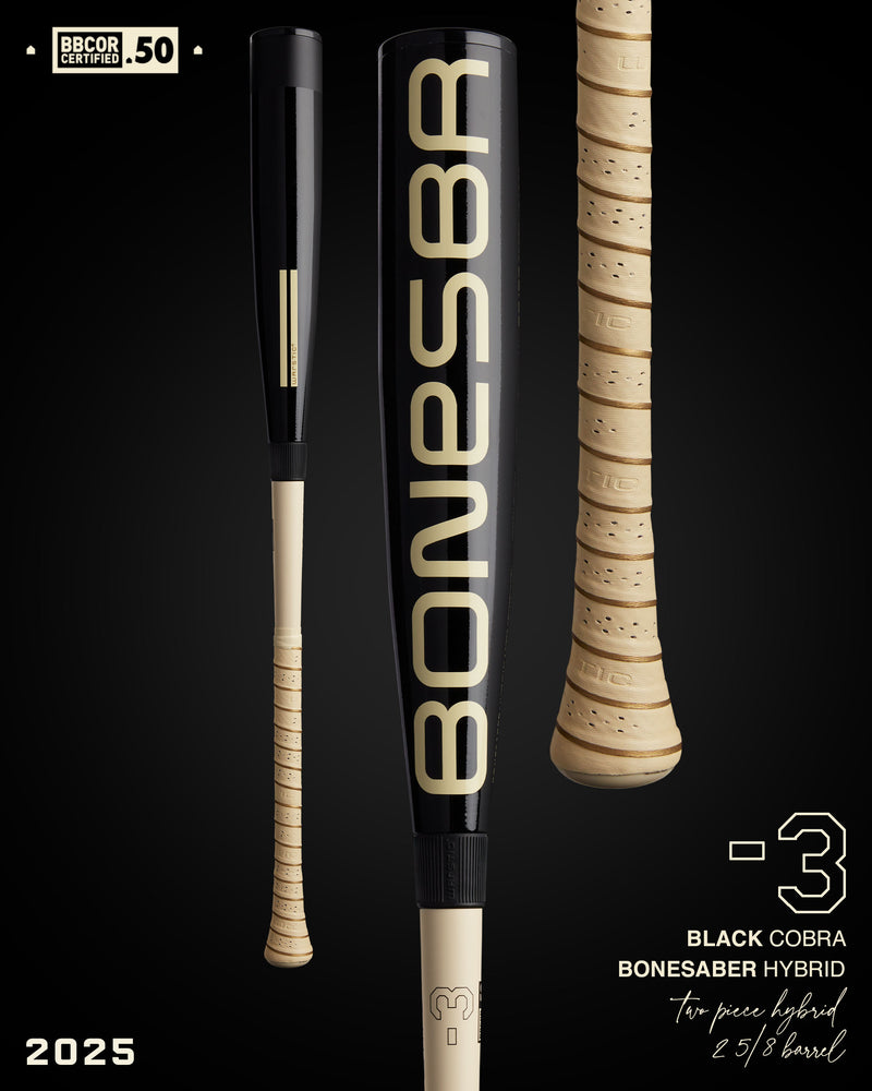 2025 BONESABER HYBRID BLACK COBRA EDITION BBCOR METAL BASEBALL BAT in Slide 1