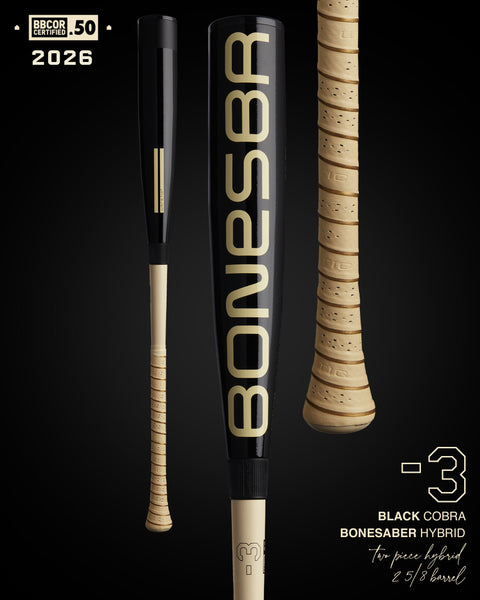 Batte Baseball Warstic Bonesaber Hybride – Édition Cobra – BBCOR 33/30 – Noir