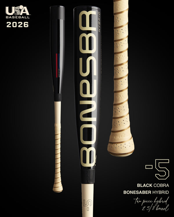2026 BONESABER HYBRID BLACK COBRA EDITION USA METAL BASEBALL BAT -5