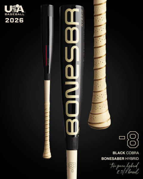 2026 BONESABER HYBRID BLACK COBRA EDITION USA METAL BASEBALL BAT -8