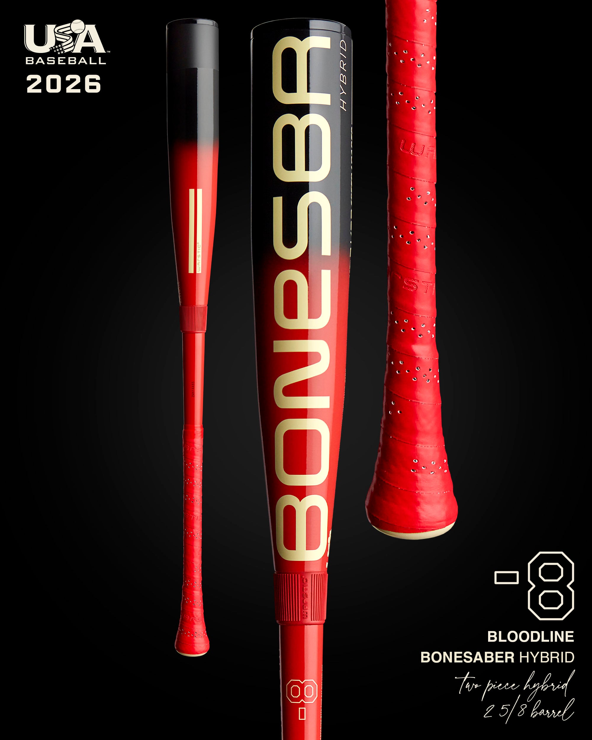 BONESABER™ HYBRID USA METAL BASEBALL BAT -8 - 