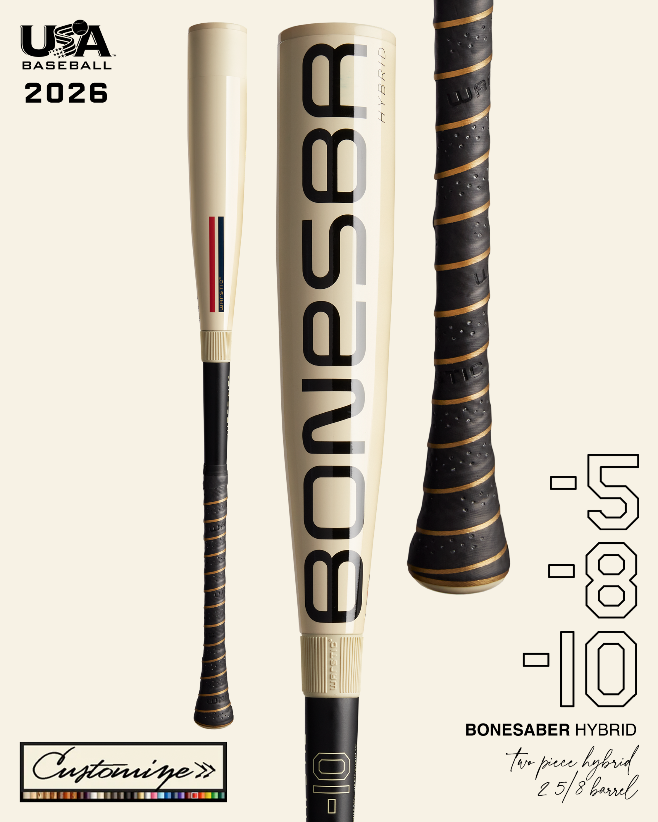 2026 CUSTOM BONESABER HYBRID USA METAL BASEBALL BAT