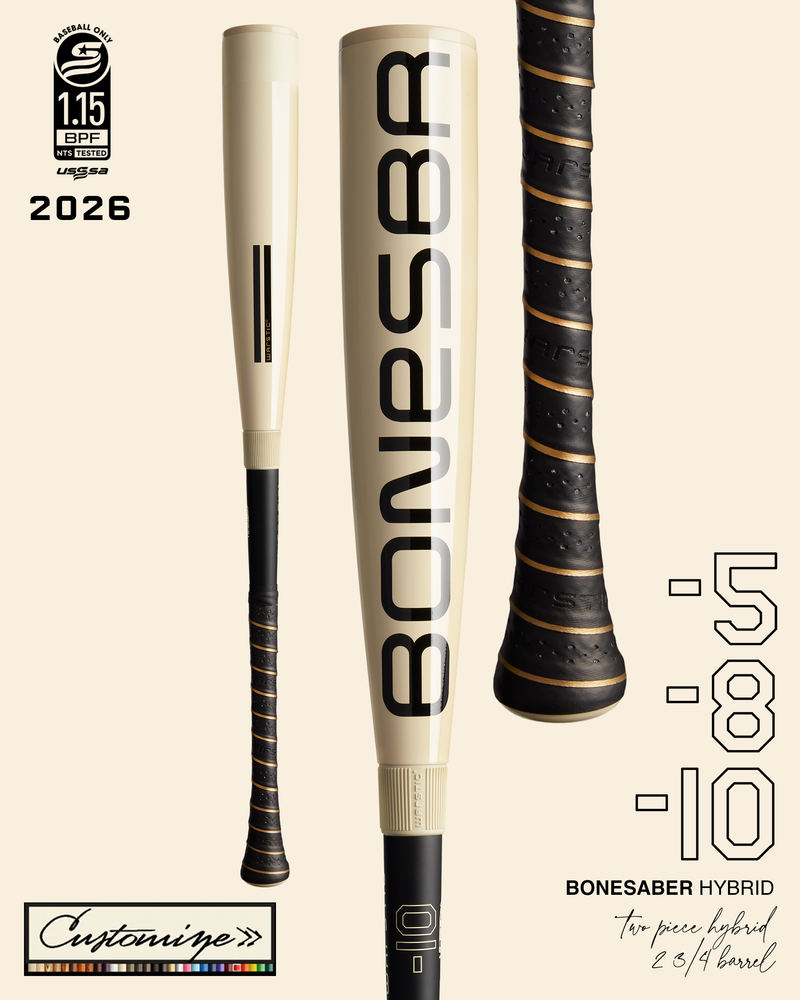 2026 CUSTOM BONESABER HYBRID USSSA METAL BASEBALL BAT in Slide 1