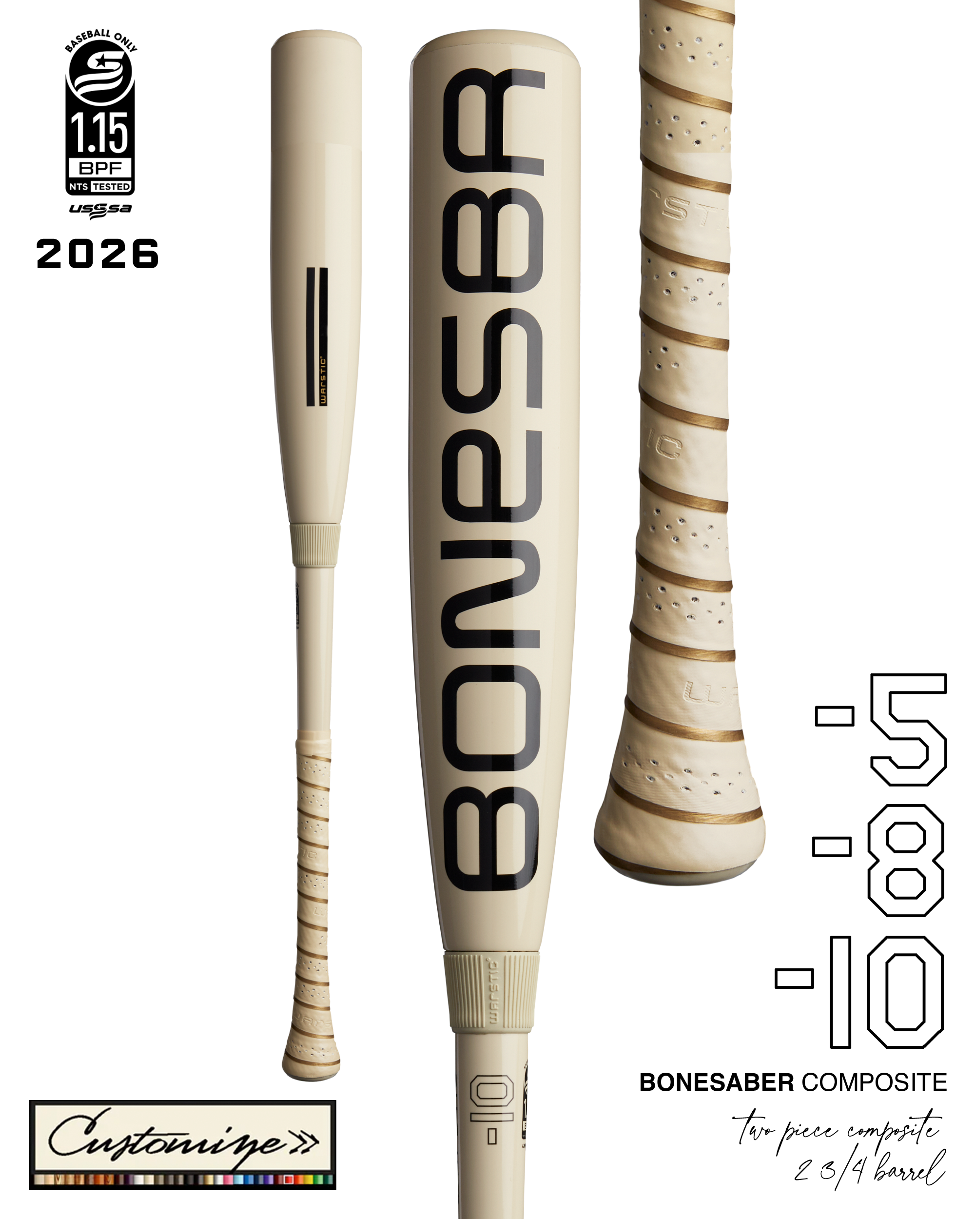 CUSTOM BONESABER USSSA COMPOSITE BASEBALL BAT - Warstic