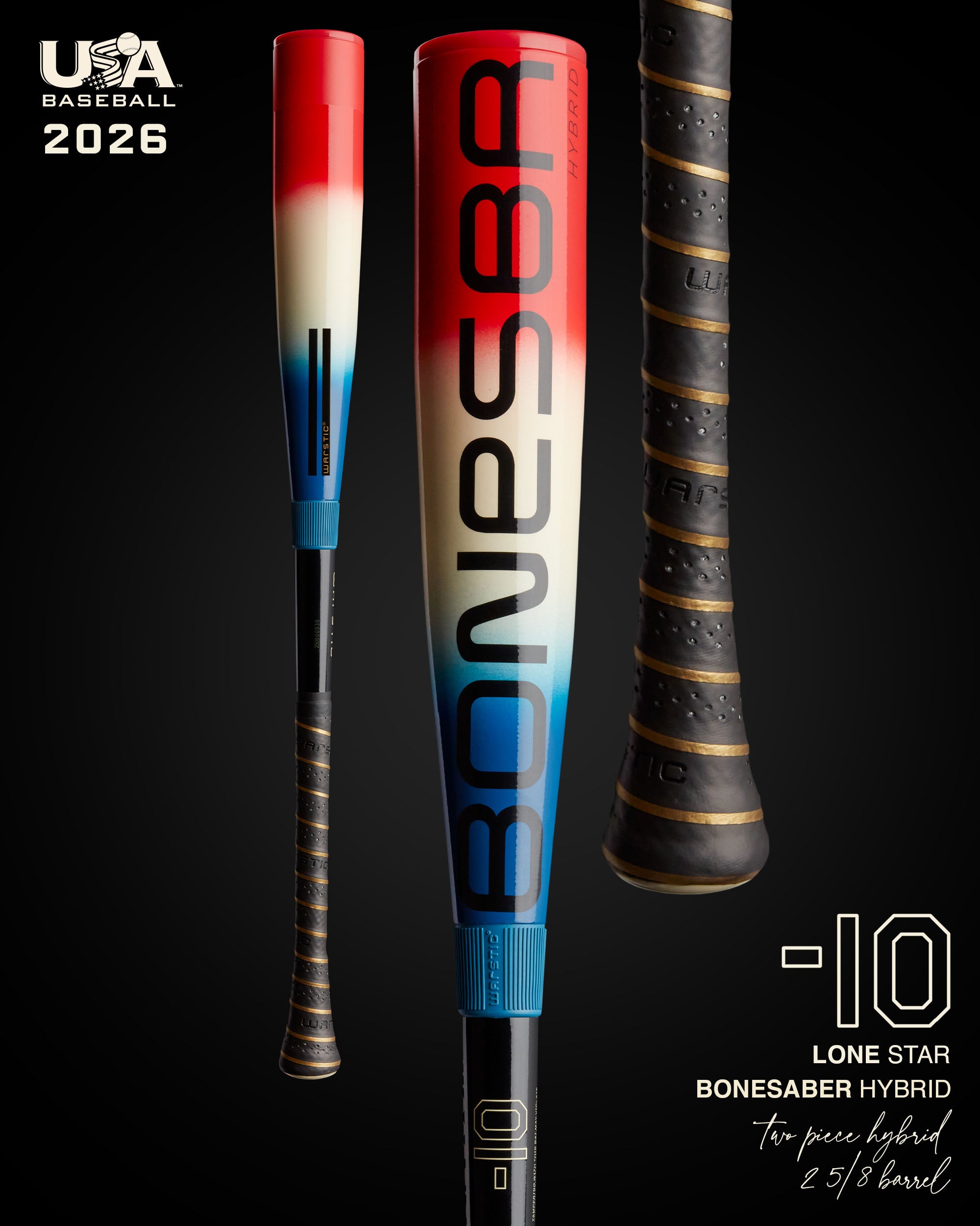 2026 BONESABER HYBRID LONE STAR USA METAL BASEBALL BAT -10