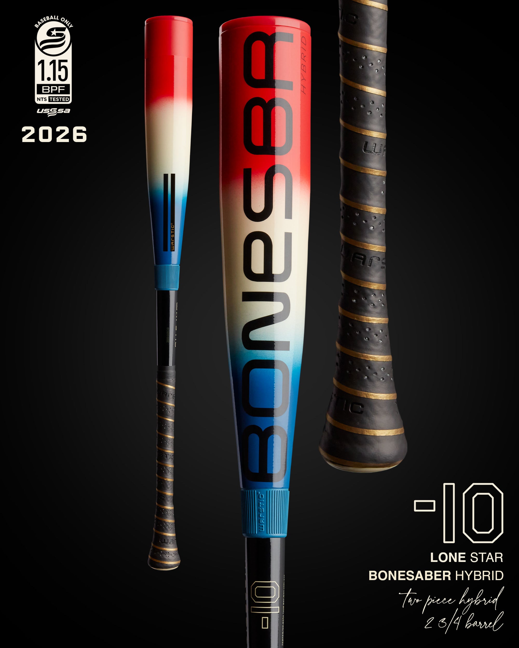 2026 BONESABER HYBRID LONE STAR USSSA METAL BASEBALL BAT -10