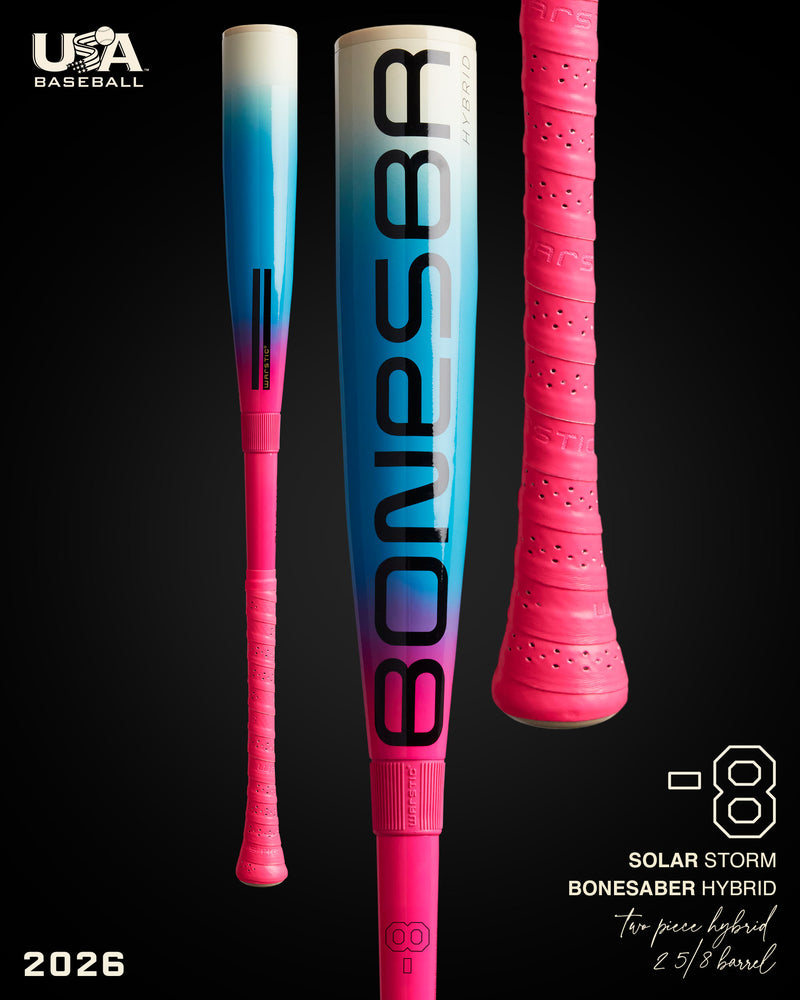 2026 BONESABER HYBRID SOLAR STORM USA METAL BASEBALL BAT -8 in Slide 1