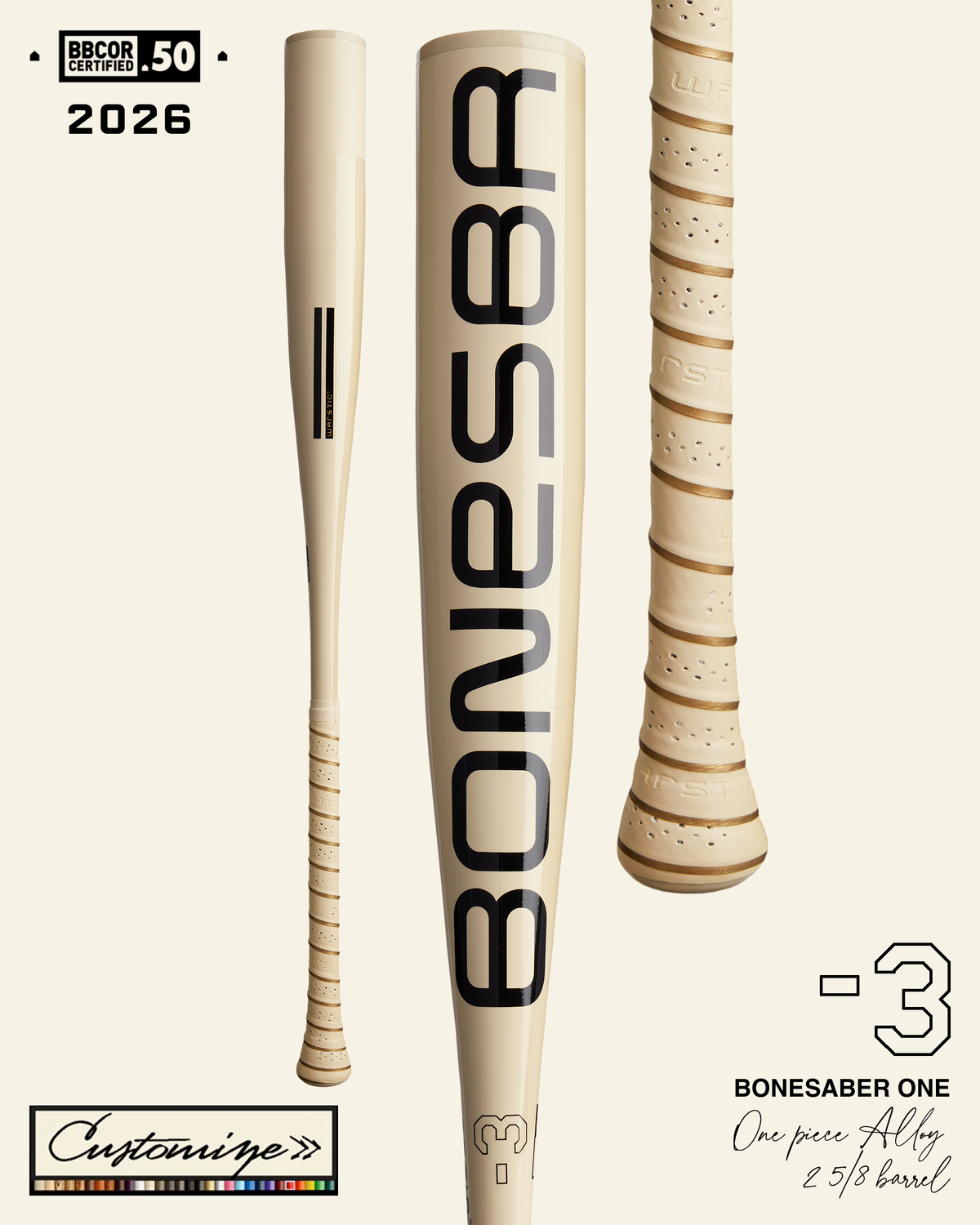 CUSTOM BONESABER™ ONE BBCOR METAL BASEBALL BAT