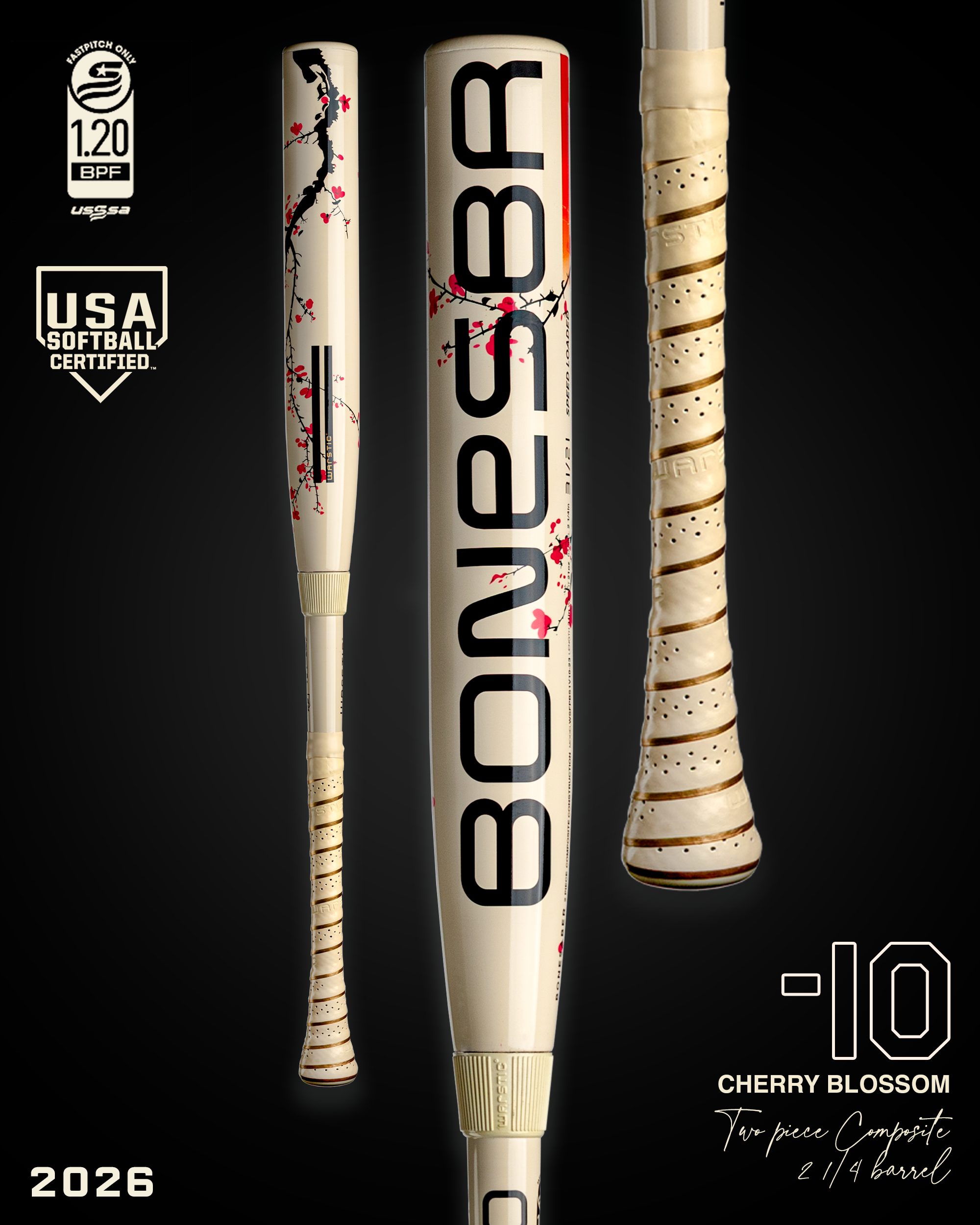 WARSTIC CUSTOMS "CHERRY BLOSSOM" EDITION BONESABER FASTPITCH BAT