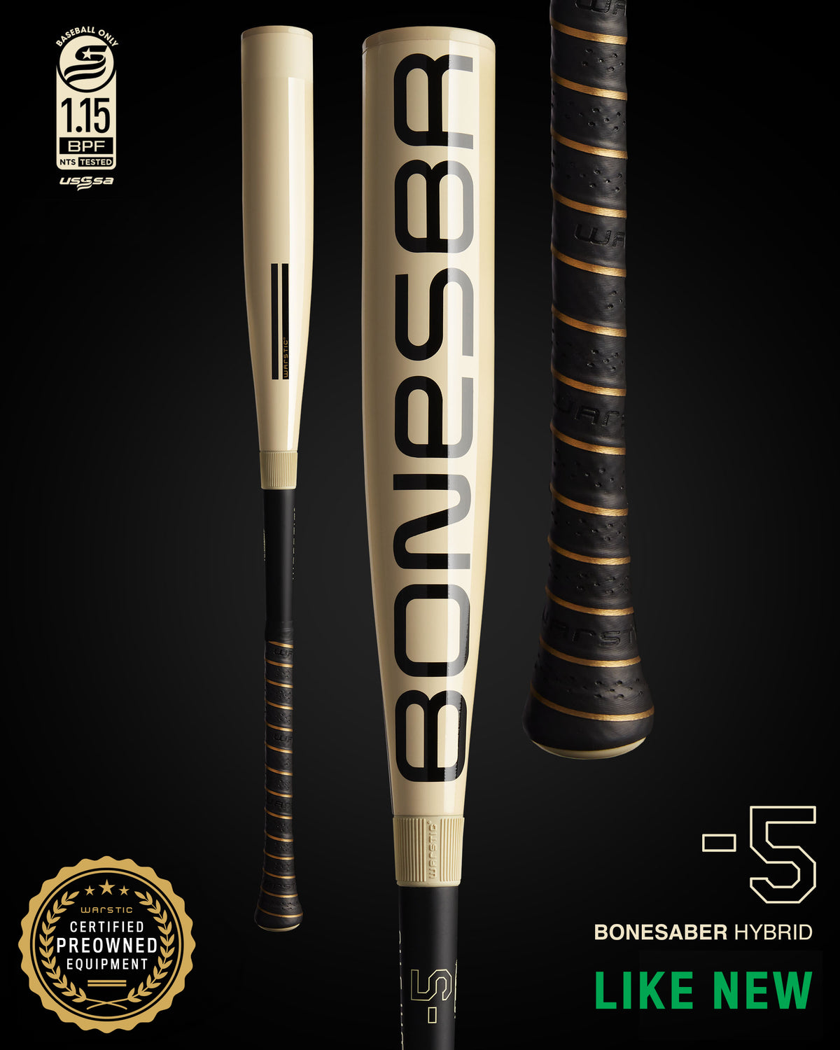 PREOWNED BONESABER™ HYBRID USSSA METAL BASEBALL BAT -5
