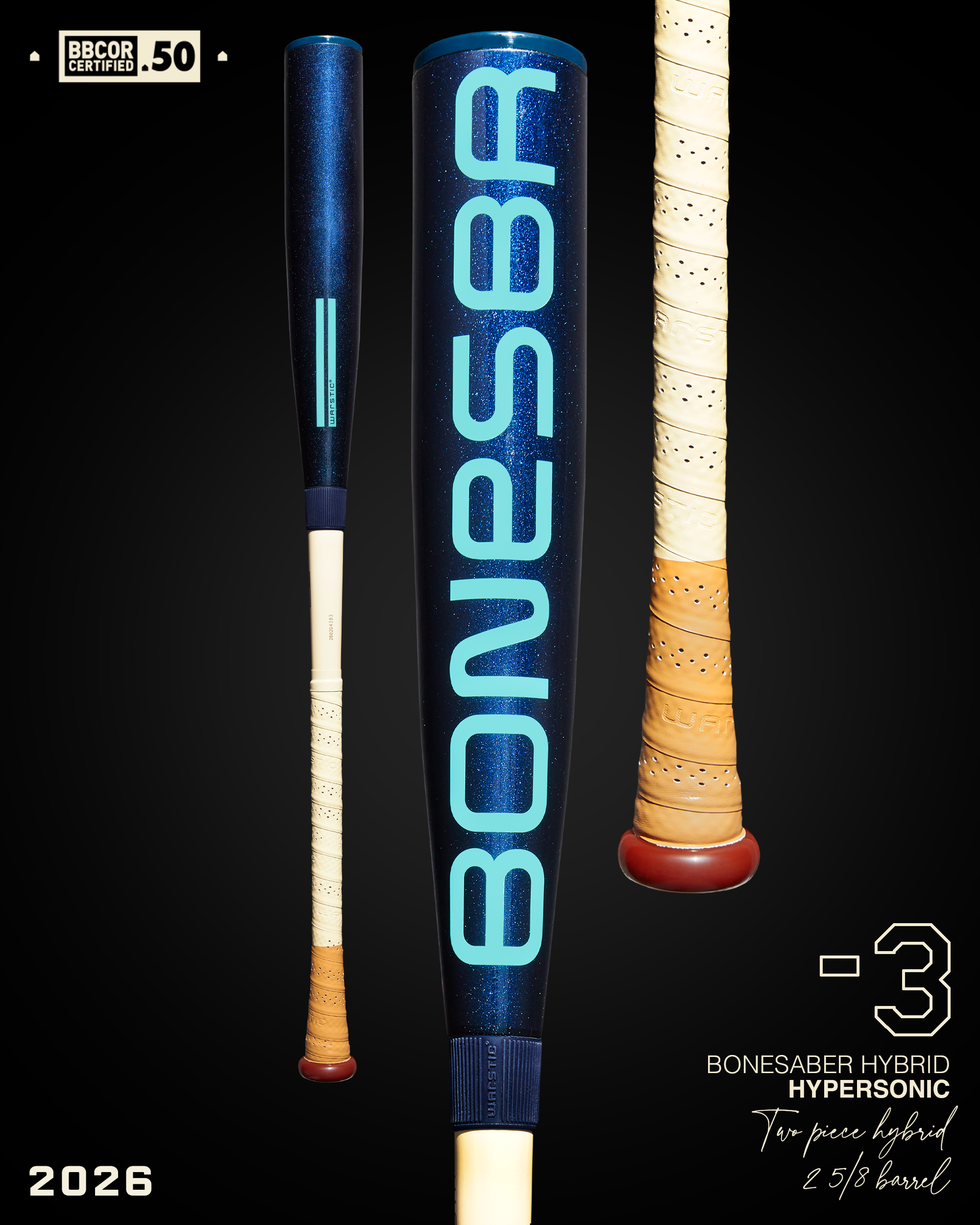 2026 BONESABER HYBRID BBCOR "HYPERSONIC" EDITION METAL BASEBALL BAT