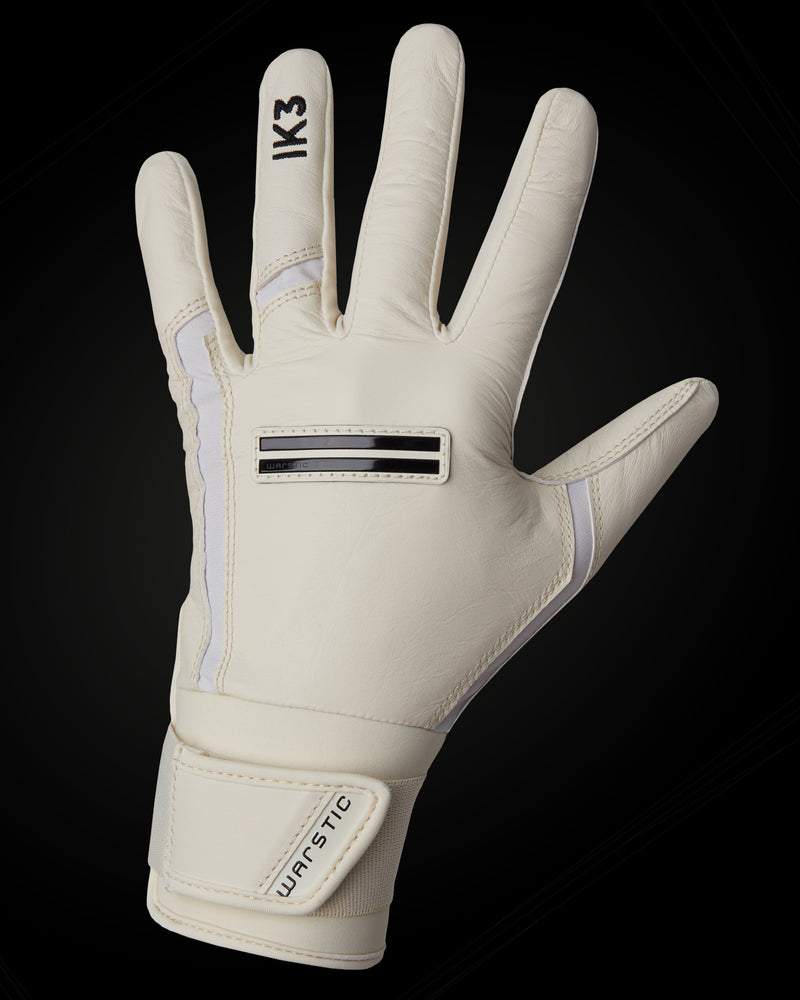 IK3 PRO CABRETTA LONG CUFF BATTING GLOVES "BONE" in Slide 1