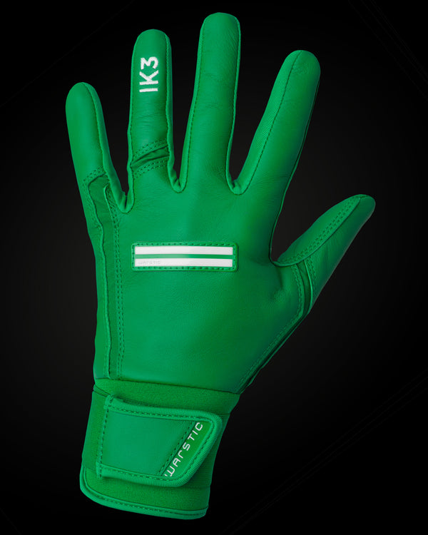 IK3 PRO CABRETTA LONG CUFF BATTING GLOVES "GREEN"