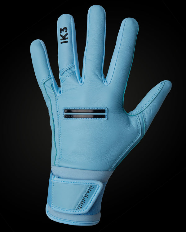 IK3 PRO CABRETTA LONG CUFF BATTING GLOVES "LIGHT BLUE"