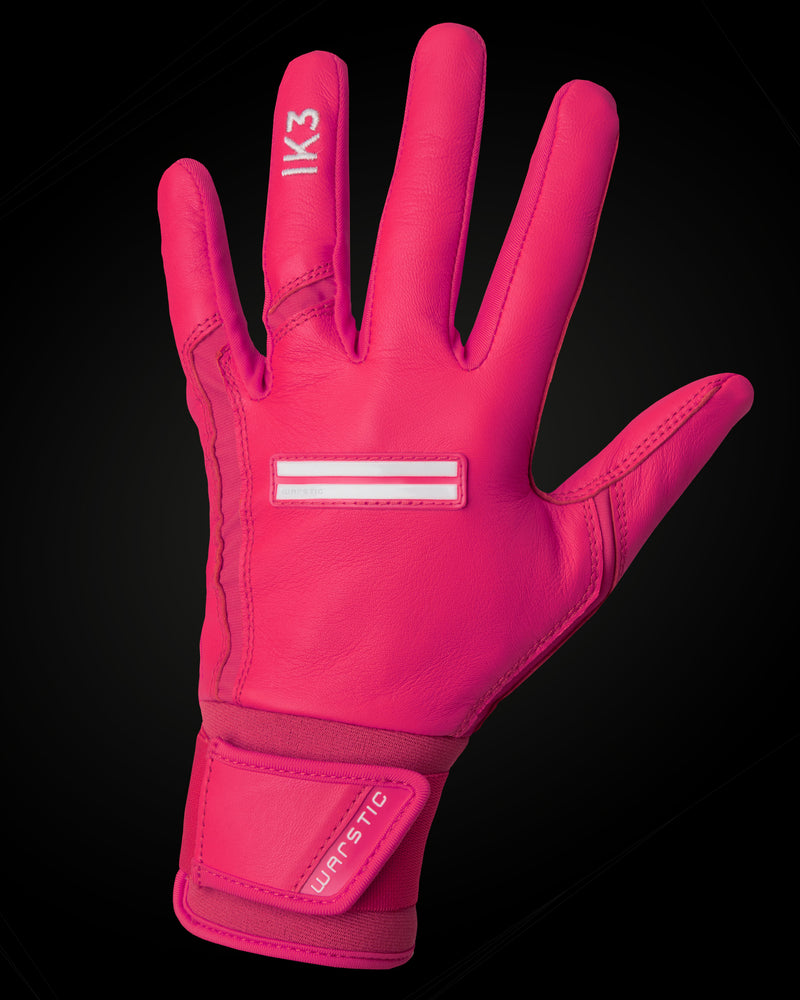 IK3 PRO CABRETTA LONG CUFF BATTING GLOVES "PINK" in Slide 1