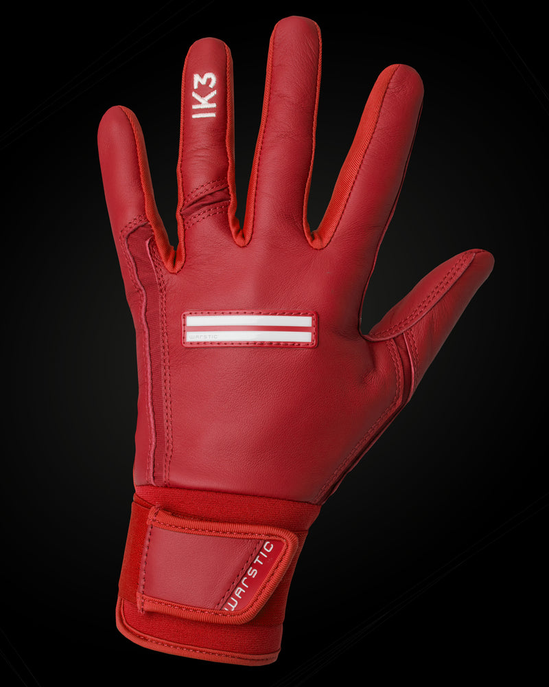 IK3 PRO CABRETTA LONG CUFF BATTING GLOVES "RED" in Slide 1