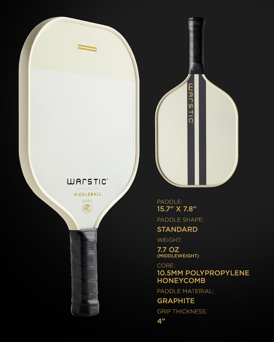 WSPB3E ELITE | STANDARD SHAPE | GRAPHITE SURFACE PICKLEBALL PADDLE