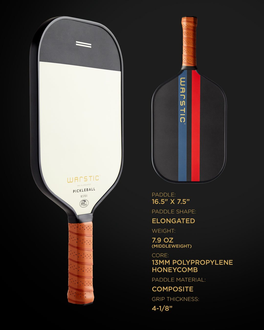 WSPB4 PRO ELONGATED SHAPE | COMPOSITE SURFACE PICKLEBALL PADDLE