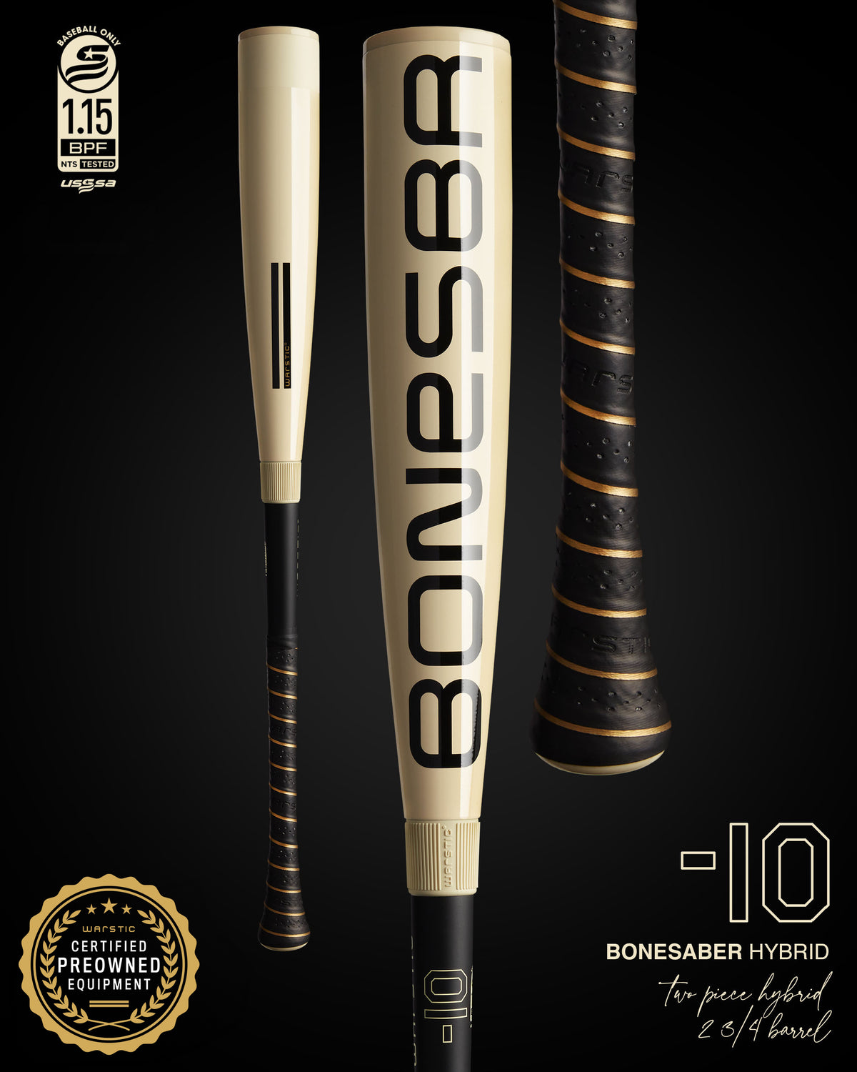 PREOWNED BONESABER™ HYBRID USSSA METAL BASEBALL BAT -10
