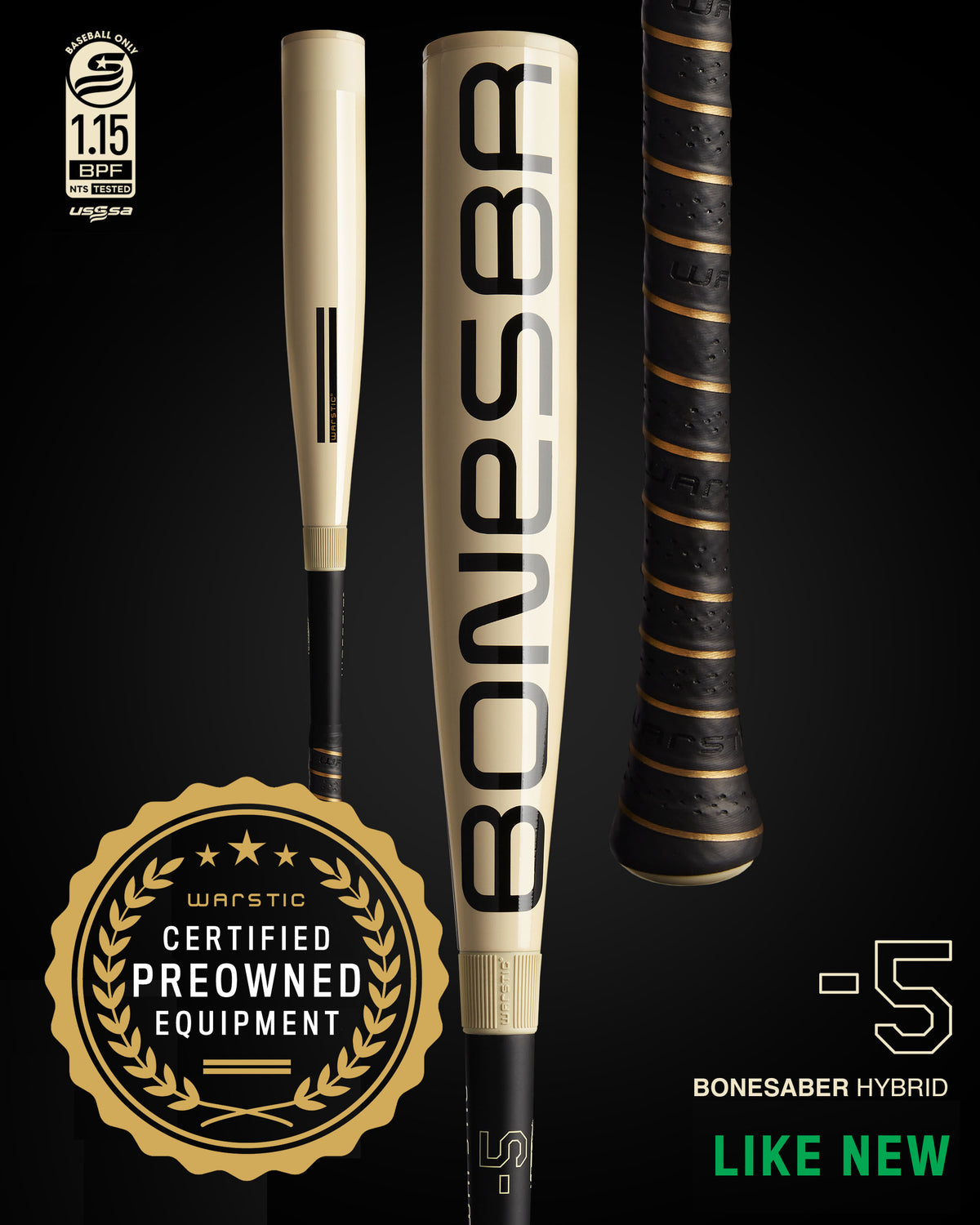 PREOWNED BONESABER™ HYBRID USSSA METAL BASEBALL BAT -5