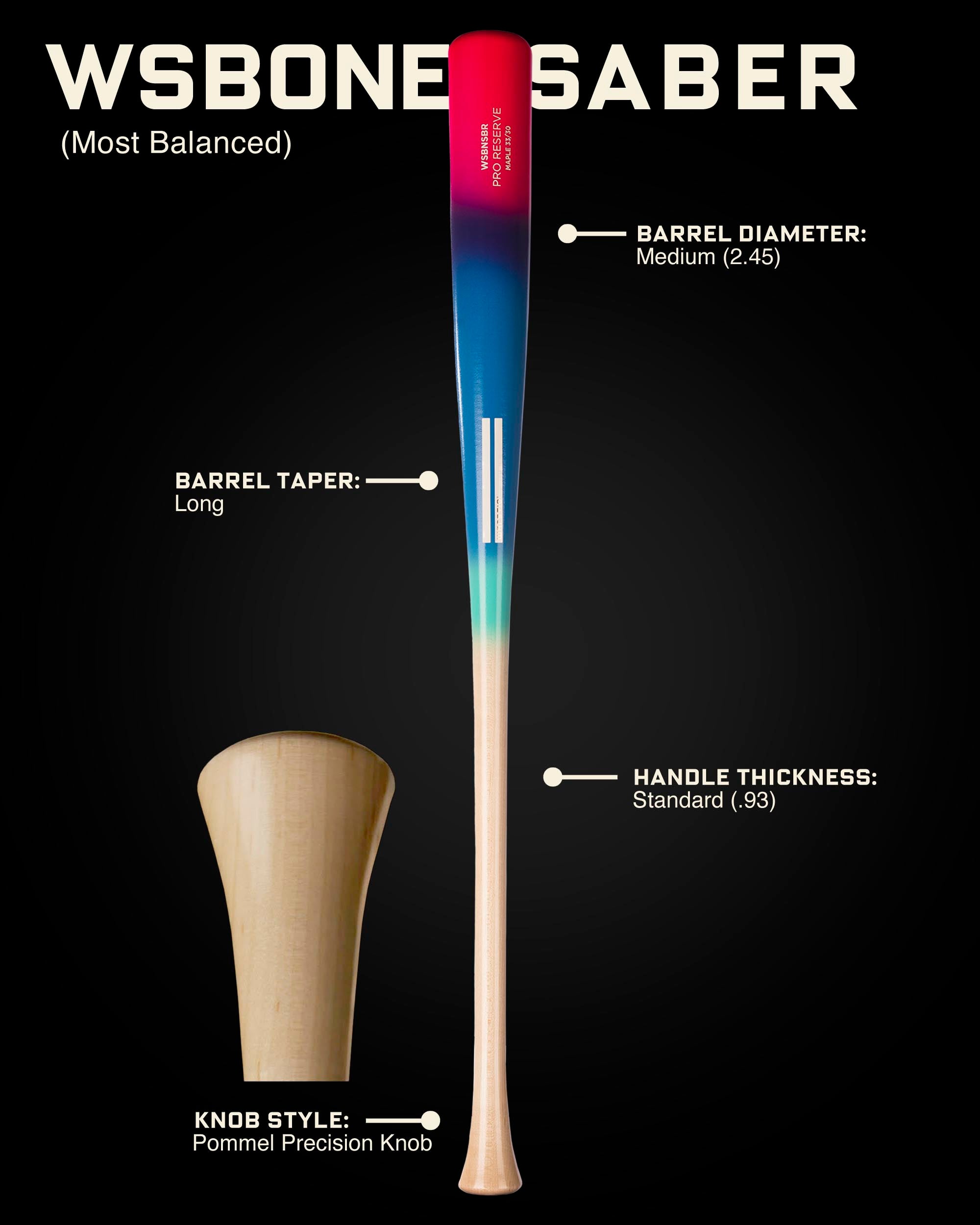 ウォーキンスティック WSBONESABER PRO RESERVE SOLAR STORM MAPLE WOOD BAT