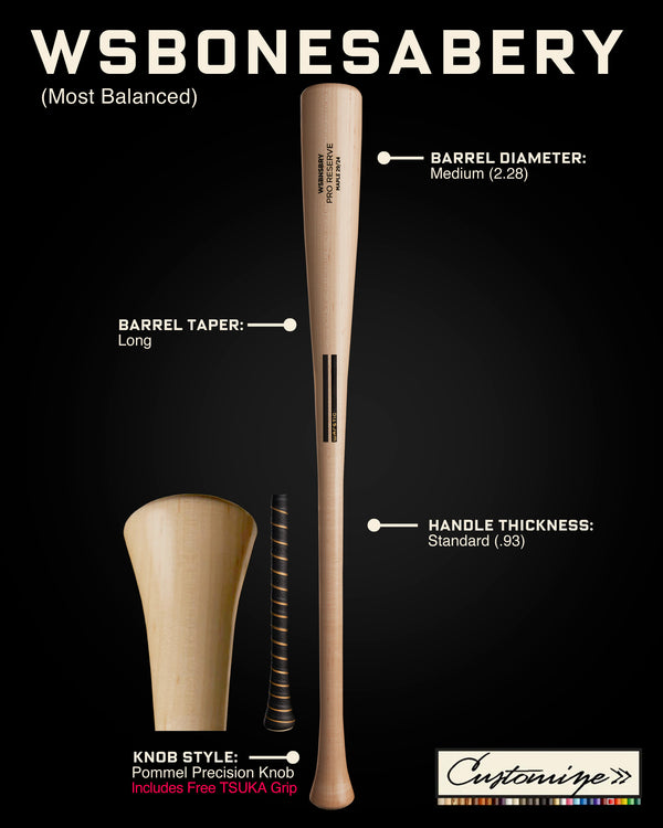 WSBONESABERY CUSTOM WOOD BAT