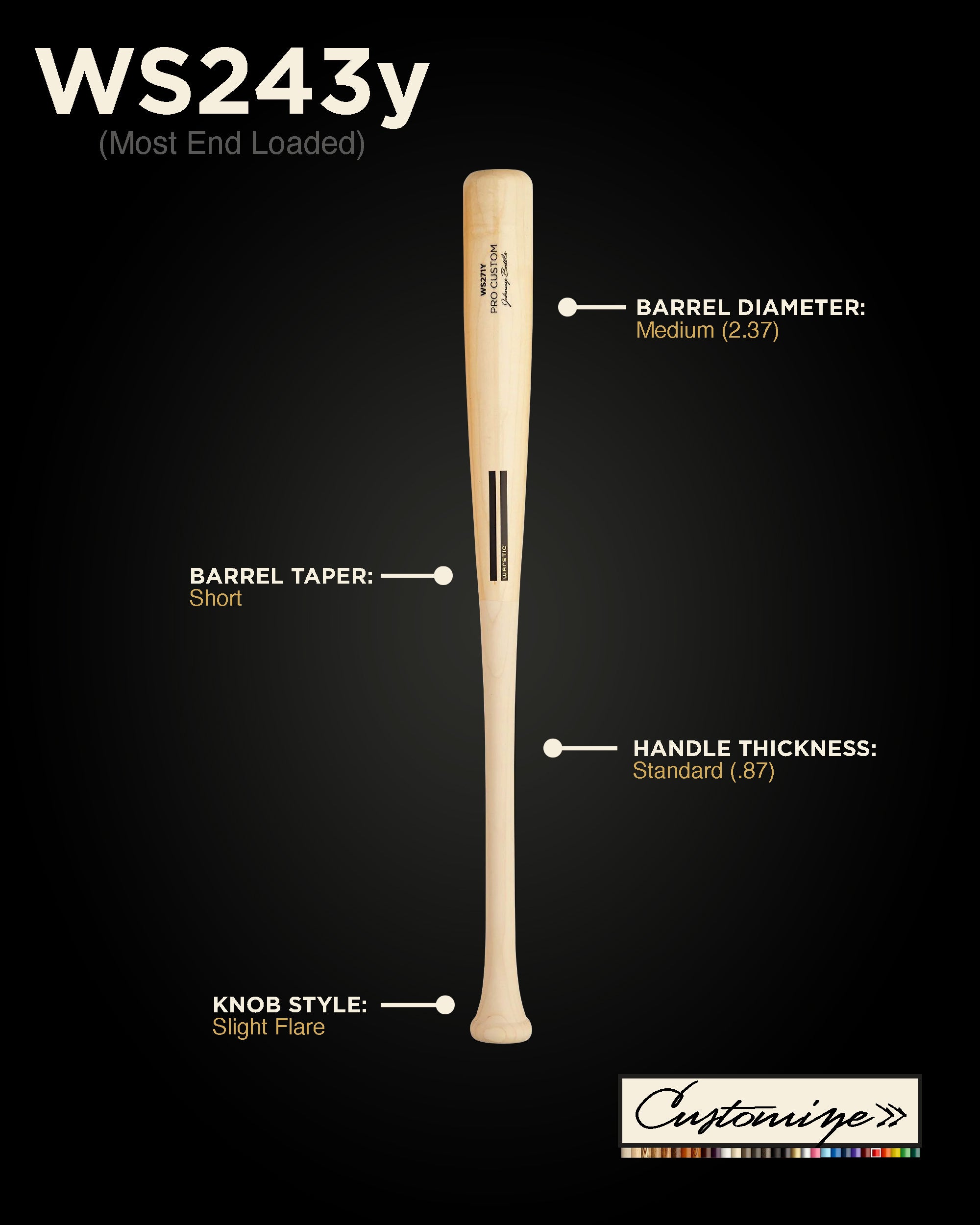 WS243Y CUSTOM YOUTH WOOD BAT
