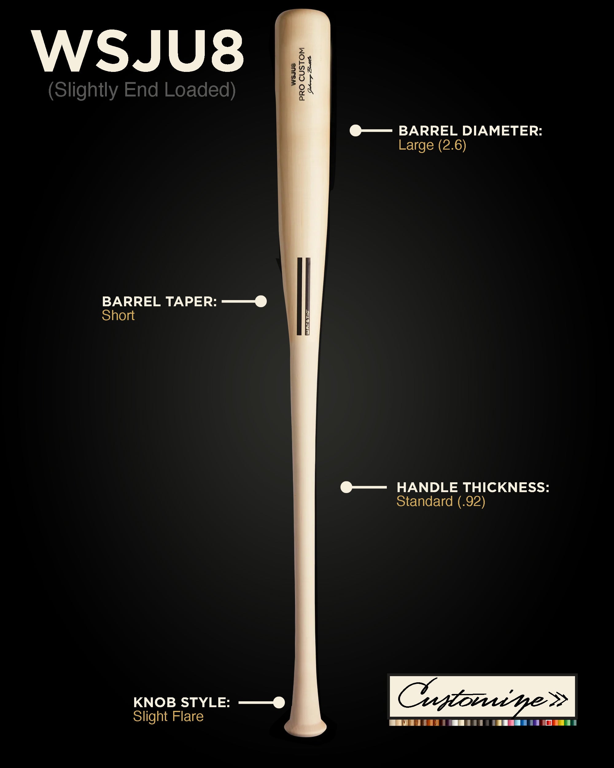 JUSTIN UPTON Signature WSJU8 CUSTOM WOOD BAT