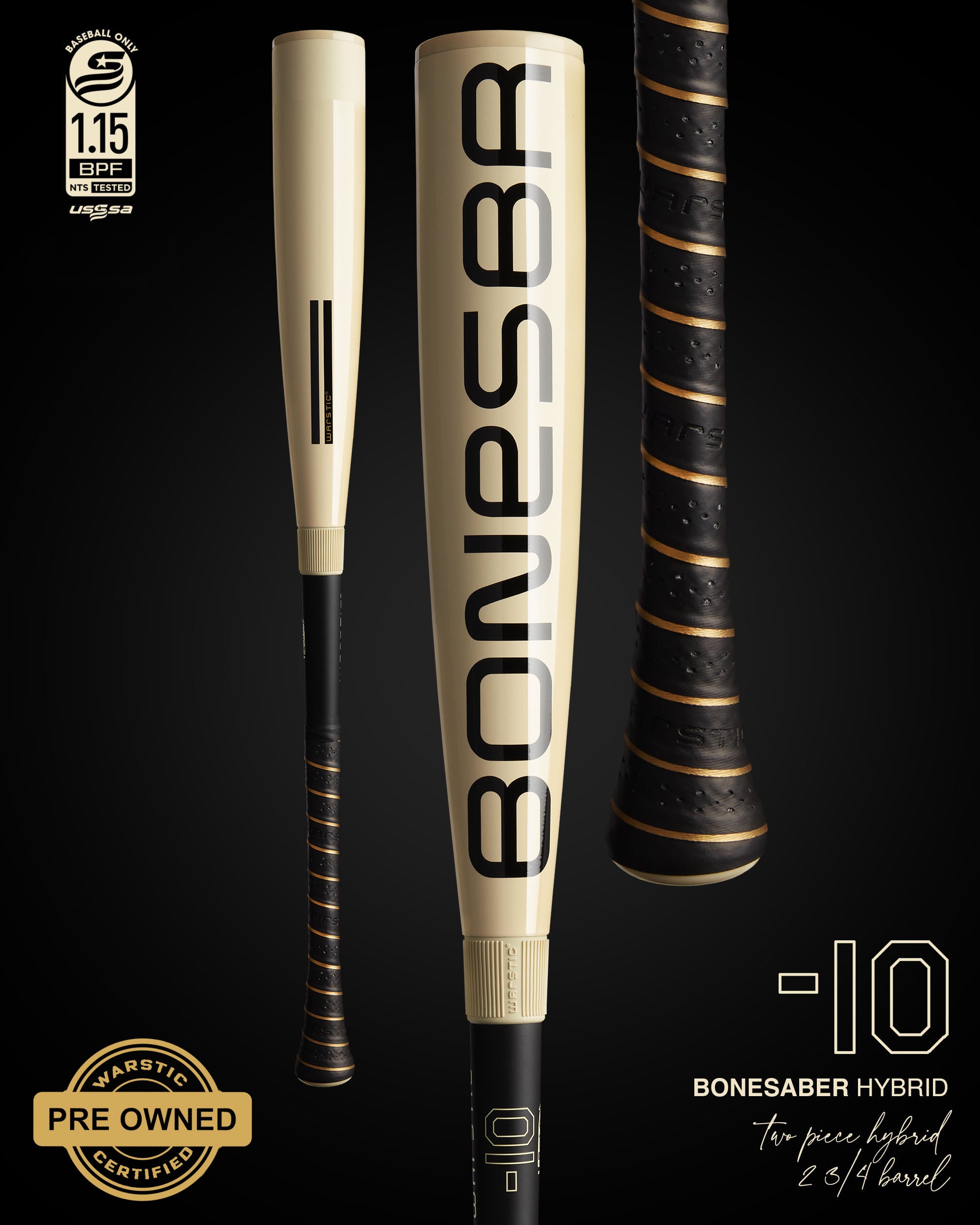 PREOWNED BONESABER™ HYBRID USSSA METAL BASEBALL BAT -10
