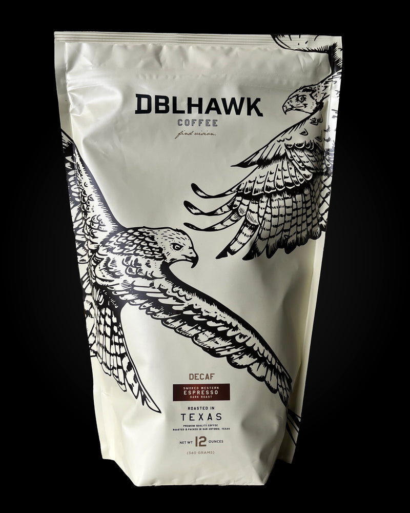 DBLHAWK Western Smoked Decaf Espresso - Whole Bean Coffee