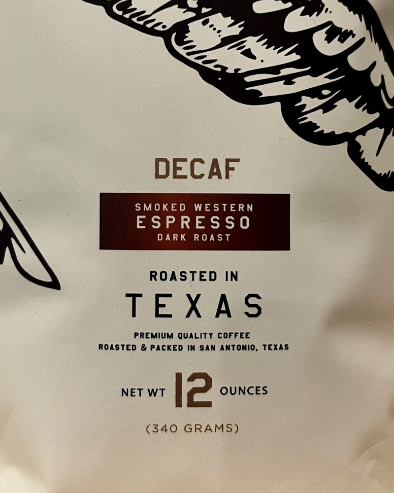 DBLHAWK Western Smoked Decaf Espresso - Whole Bean Coffee