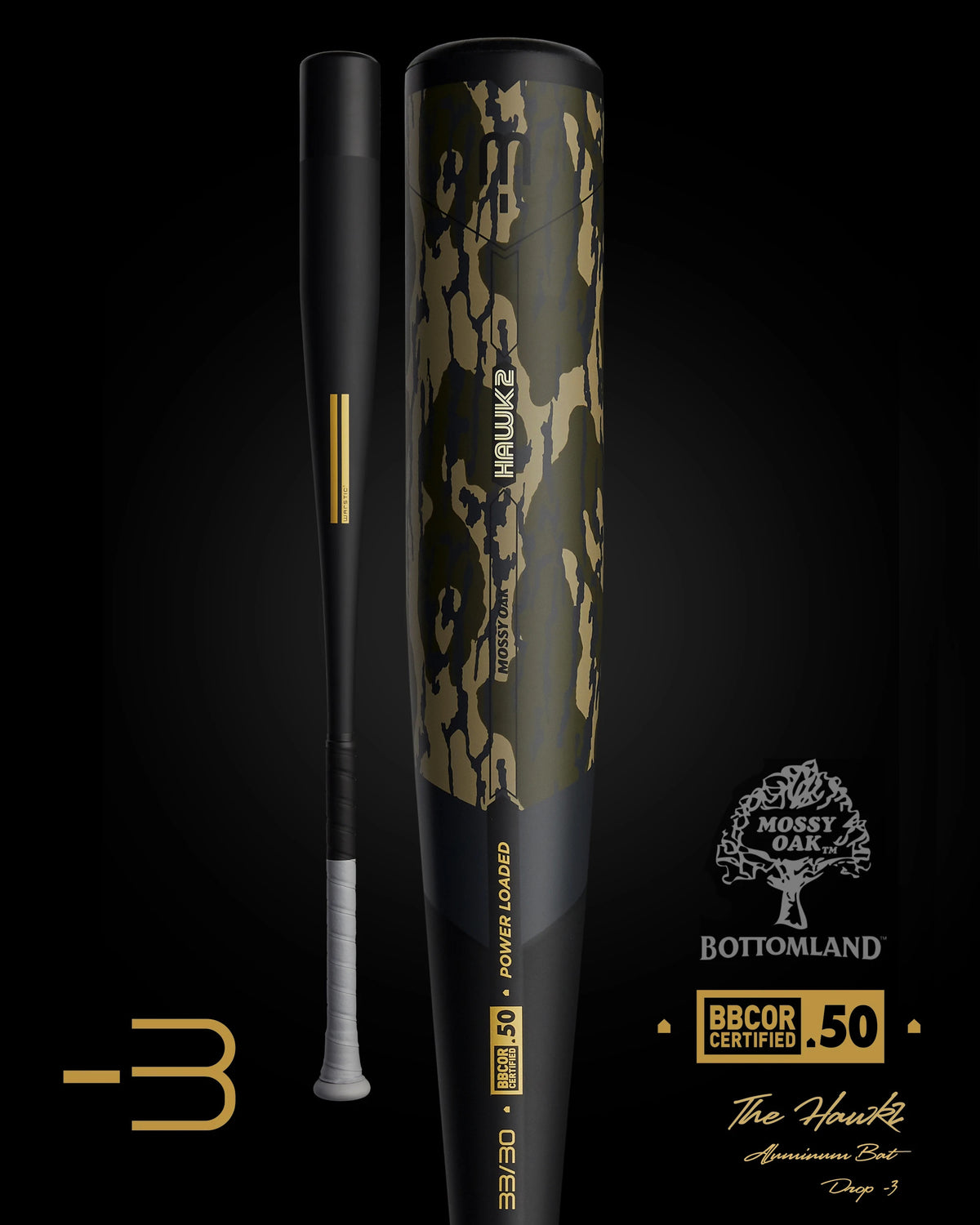 HAWK2 MOSSY OAK EDITION BBCOR METAL BASEBALL BAT