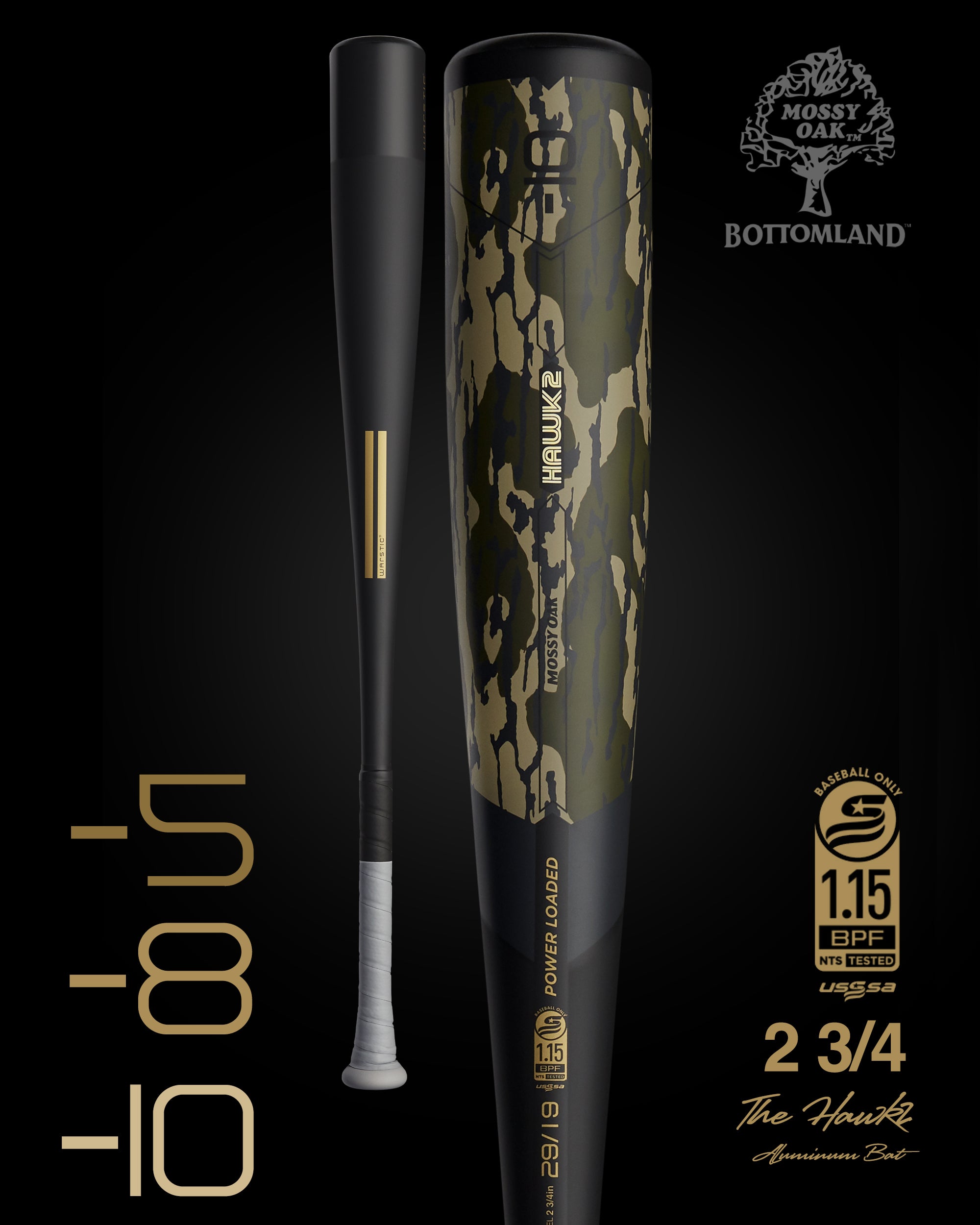 HAWK2 MOSSY OAK EDITION USSSA METAL BASEBALL BAT