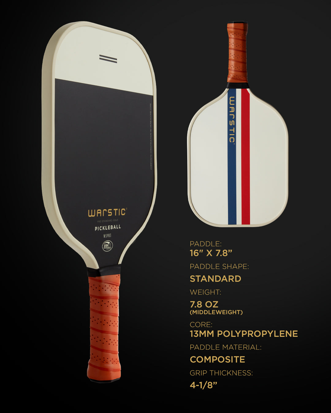 WSPB3 PRO STD ISSUE | STANDARD SHAPE | COMPOSITE SURFACE PICKLEBALL PADDLE