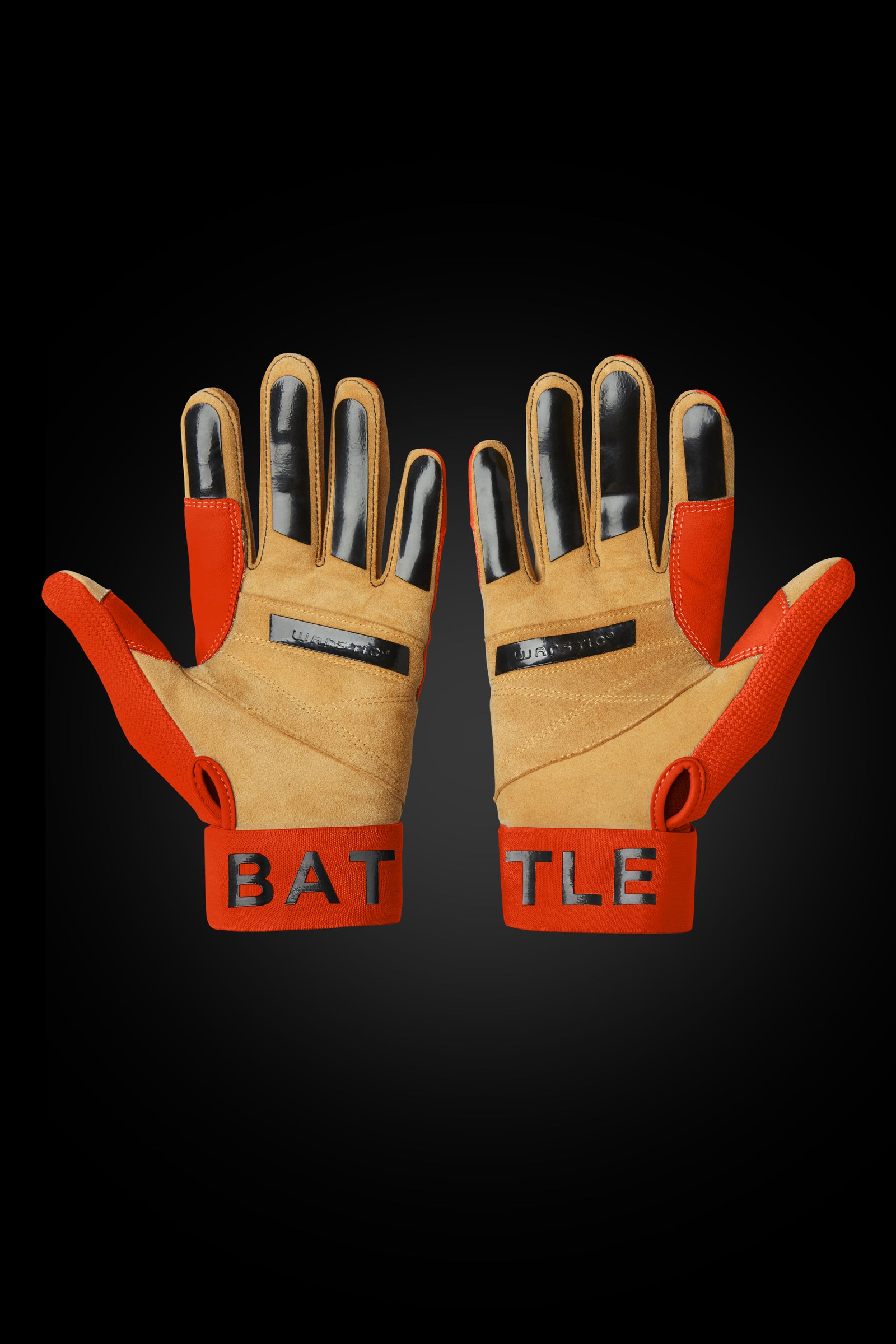 Orange and white batting gloves outlet