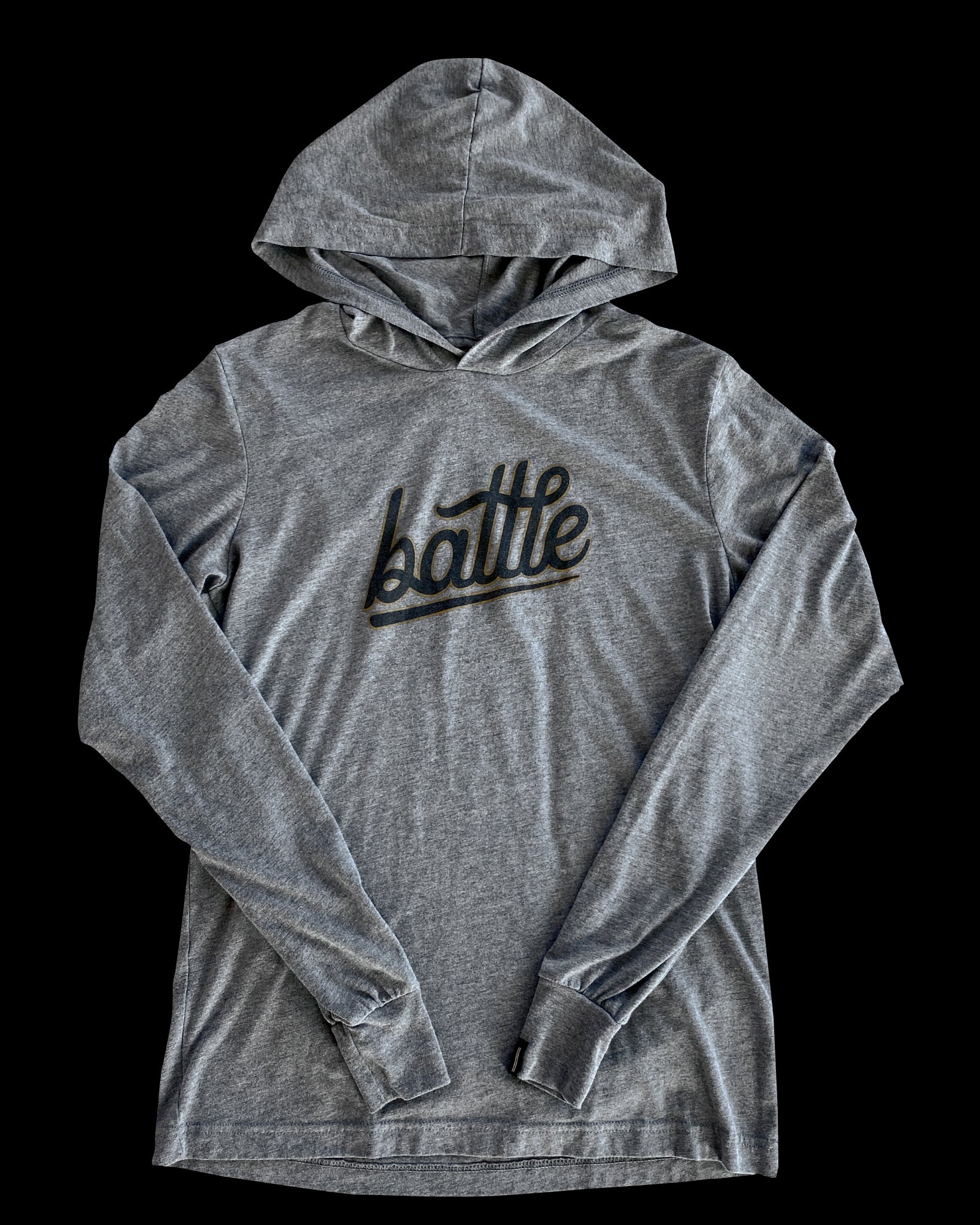 BATTLE LONG SLEEVE HOODIE TEE (GRAY/BLACK/GOLD)