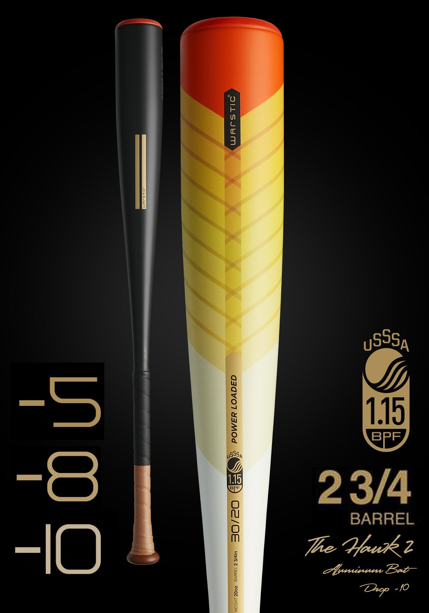 THE HAWK2 LTD. EDITION FIRE TAIL USSSA METAL BASEBALL BAT, [prouduct_type], [Warstic]