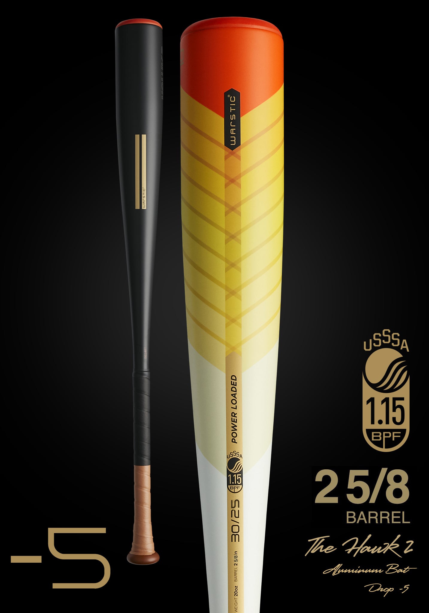 THE HAWK2 LTD. EDITION FIRE TAIL USSSA METAL BASEBALL BAT, [prouduct_type], [Warstic]